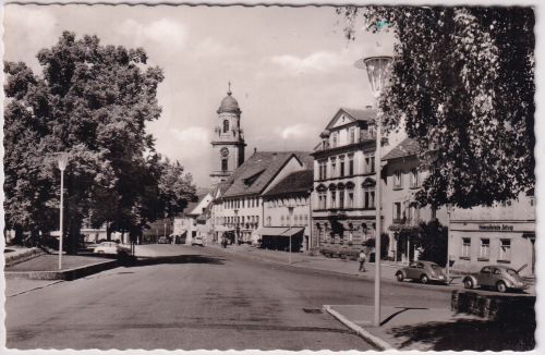 Württemberg - Hechingen Obertorplatz sw-Foto-AK gelaufen 1959