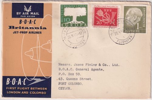BRD - BOAC 1st-flight Frankfurt a/M. - Colombo 20.9.57