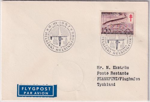 Finnland - FINNAIR 1st-flight Helsinki - Frankfurt a/M. 6.10.57