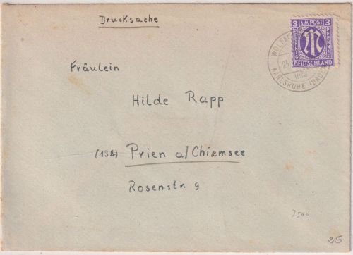AM-Post - Wolfertsweier ü. Karlsruhe Poststelle I Drucksache n. Prien 23.2.46
