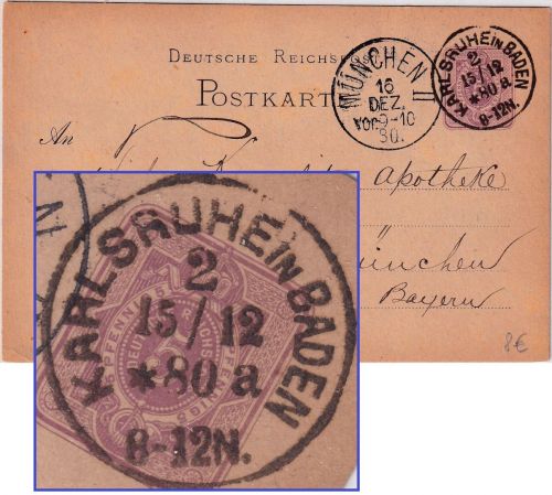 DR - Karlsruhe in Baden 2. 15/12. 80 *a Klaucke-K1 Ganzsache n. München