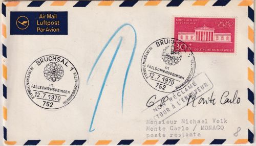 BRD - Bruchsal 1970 IV. Int. Fallschirmspringer-Militärmeisterschaften LupoBrief