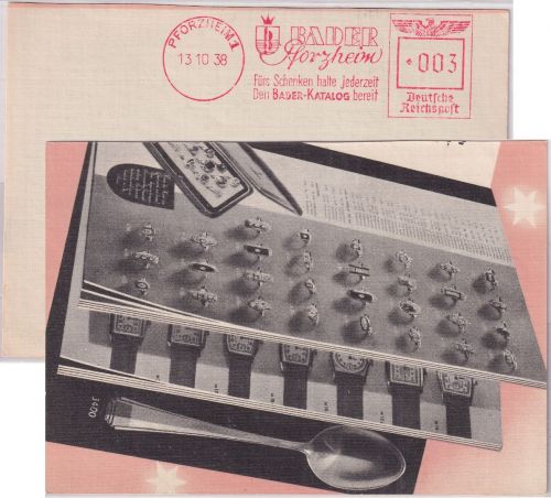 DR - Pforzheim 1938 3 Pfg. AFS "Bader-Katalog" Werbedrucksache n. Wittingen