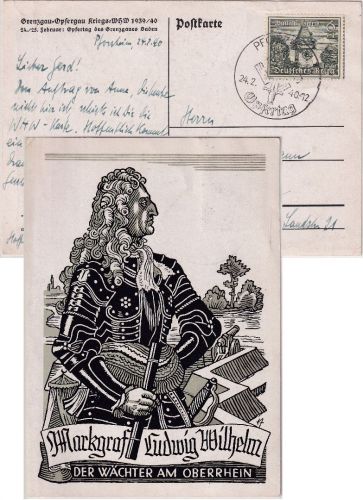 DR - Pforzheim Grenzgau-Opfertag Kriegs-WHW SST a. Sonderkarte 1940