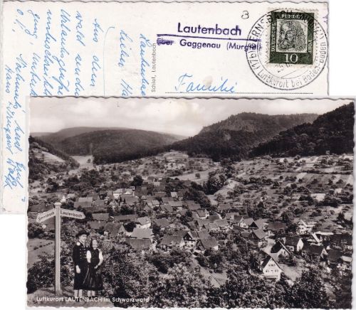 BRD - Lautenbach ü. Gaggenau Landpost-L2 entspr. Ansichtskarte n Bitterfeld 1961