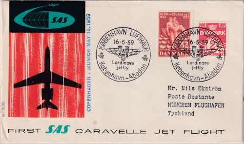 Dänemark - SAS 1st-flight Jet Caravelle Copenhagen - München 16.5.59