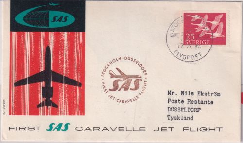 Schweden - SAS 1st-flight Jet Caravelle Stockholm - Düsseldorf 17.5.59