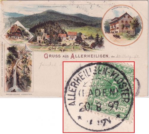 DR - Allerheiligen Kloster (Baden) 1897 KOS entspr. Mehrbild-Farblitho