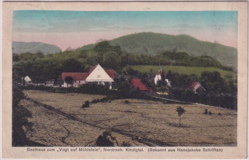 Baden - Nordrach Kinzigtal Gasthaus "Vogt auf Mühlstein" farb. AK gelaufen 1924
