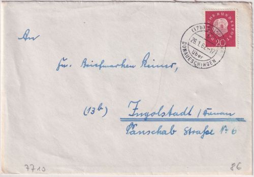 BRD - (17b) Geisingen ü. Donaueschingen Poststelle I Brief n. Ingolstadt 1962