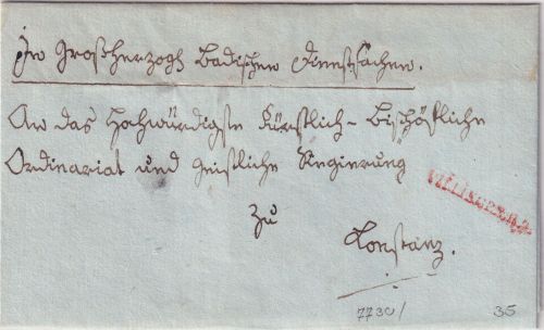 Baden - Villingen R2 roter L1 Dienstbrief n. Konstanz ca. 1810