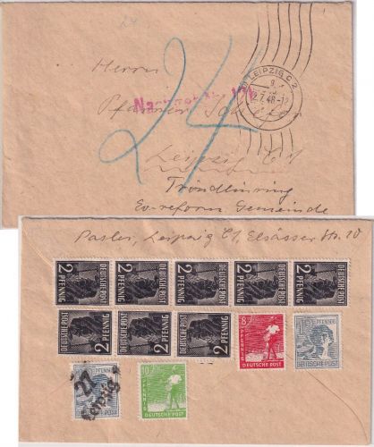 SBZ/Währunsgreform - Leipzig 2.7.48 Bezirkshandstempel/Zehnfach Ortsbrief