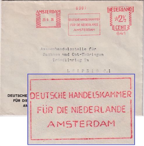Niederlande - Amsterdam 1936 2 1/2 C. AFS "Deutsche Handelskammer" Drucksache