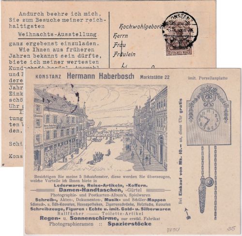 DR - Konstanz 1913 illustr. Werbedrucksachenkarte (Fa. Haberbosch) n. Engen