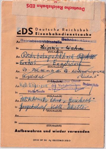 DDR - Leipzig EDS Eisenbahndienstsache Medizinischer Dienst Verkehrswesen