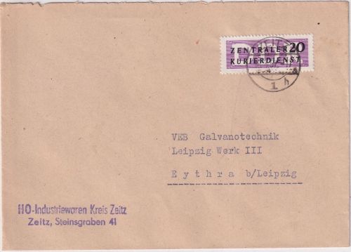 DDR - 20 Pfg ZKD/Verwaltungspost A Brief Zeitz (Industriewaren) - Eythra 18.3.57