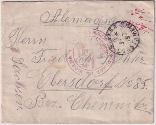 Frankreich - Biskra (Algerien) Kriegsgefangenenbrief n. Ebersdorf/Chemnitz 1915
