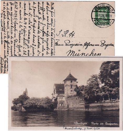DR - Überlingen 1926 Karte an Prinzessin Alfons v. bayern n. München