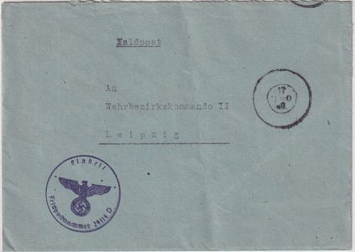 DR - Fp.Nr. 29114D apt. bayer. K2 Feldpostbrief (Wako IV Pirmasens) 17. OKT 40