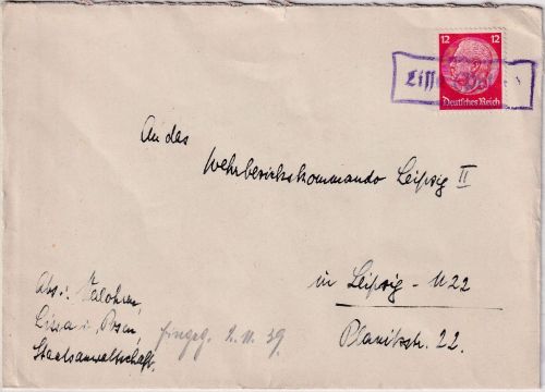 Dt.Bes. Polen - Lissa (Posen) Aushilfs-Ra1 Brief (Staatsanwaltschaft) 1939
