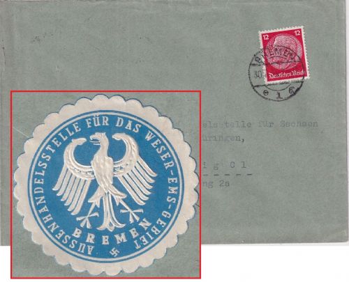 DR - Bremen 1935 Aussenhandelsstelle Weser-Ems-Gebiet Brief n. Leipzig