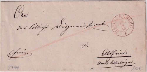 Baden - Heiligenberg 28/12 48 roter K2 Francobrief n. Altheim - ohne Inhalt