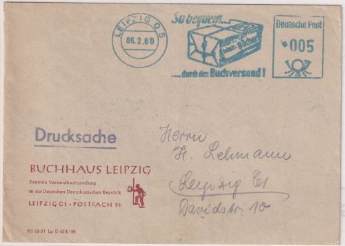 DDR - Leipzig 1960 5 Pfg. AFS "Buchversand" Orts-Drucksachenbrief