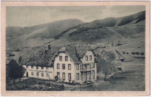 Baden - Bernau (Schwarzwald) Pension/Hotel Rössle sw-AK gelaufen 1921