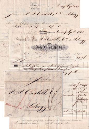 Baden/Schweiz - Müllheim roter L1 Portobrief Sulzburg - Schwyz 1840 - mit Inhalt