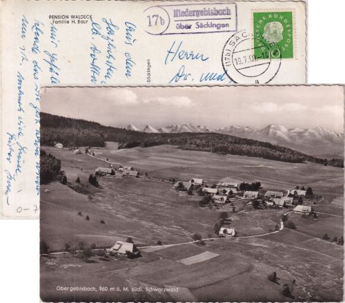 BRD - (17b) Niedergebisbach ü. Säckingen Landpost-Ra2 Karte n. Varel