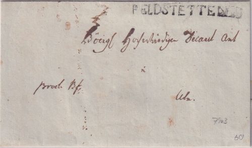 Württemberg - Feldstetten L1 Francobrief n. Ulm - undatiert/ca. 1825