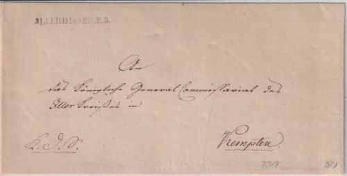 Bayern - Illerdissen R3 königl. Dienstsache/Briefhülle n. Kempten ca. 1810