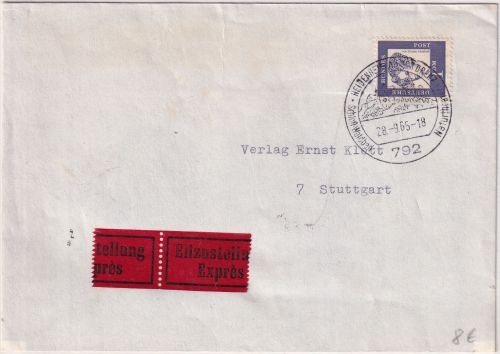 BRD - 1 DM Bed. Deutsche Eilbrief Handwerbestpl. Heidenheim - Stuttgart 1965