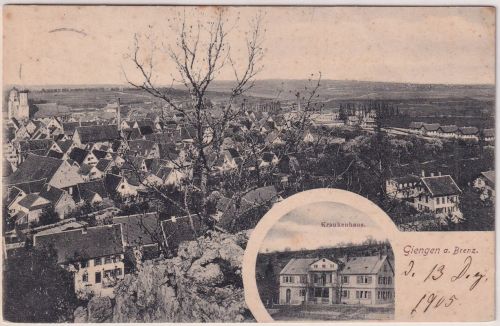 Württemberg - Giengen a.d. Brenz Krankenhaus etc. sw-Mehrbild-AK gelaufen 1905