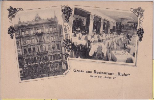 Berlin - Restaurant Riche Unter den Linden sw-Mehrbild-AK ungelaufen ca. 1905