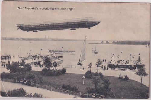 Berlin - Graf Zeppelin Motorluftschiff ü. Tegel sw-AK gelaufen 1914