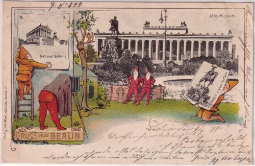 Berlin - Altes Museum Nationalgalerie Zwerge Mehrbild-AK gelaufen 1899