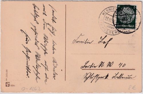 DR - Hennickendorf ü. Straussberg Poststelle I Karte n. Berlin 1936