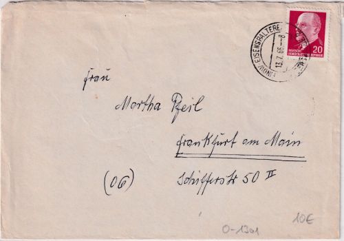DDR - Finow Eisenspalterei ü. Eberswlade 2 Poststelle I Brief n. FFM 1966