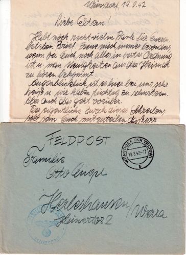 DR - Wünsdorf (Kr. Teltow) Briefstpl. Panzertruppenschule Feldpostbrief 1942