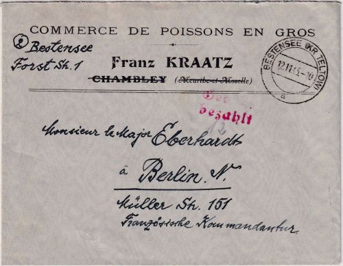 All.Bes. - Bestensee (Kr. Teltow) 12.11.45 Gbühr bezhalt L2 Brief n. Berlin