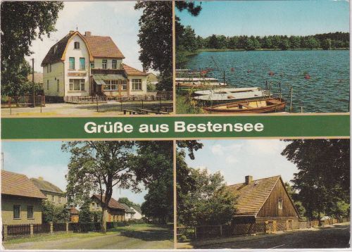 Brandenburg - Bestensee Gaststätte etc. farb. Mehrbild-AK gelaufen 1990