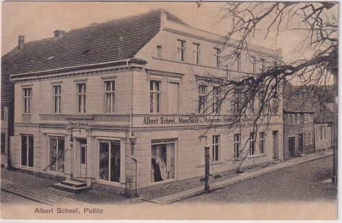Brandenburg - Putlitz Manufactur & Modewaren Scheel sw-AK ca. 1910