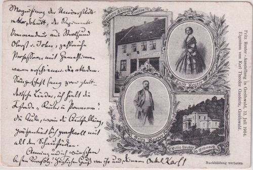 Mecklenburg-Vorpommern - Greifswald Fritz-Reuter-Ausstellung sw-Mehrbild-AK 1904