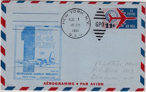 USA - Seaboard World Airlines Erstflug New York/GPO - Frankfurt 1.8.61