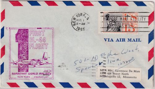 USA - Seaboard World Airlines Erstflug New York/GPO - Frankfurt 1.8.61
