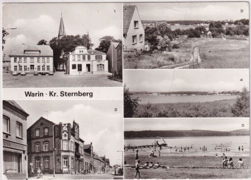 Mecklenburg-Vorpommern - Warin Kr. Sternberg Rathaus u.a. sw-Mehrbild-AK 1983