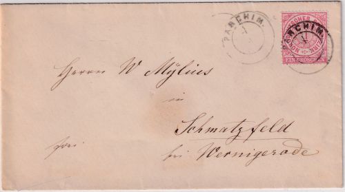 NDP - Parchim 4/4 nachv. MS-Stpl. Brief 1 Gr. gez. n. Schmatzfeld b. Wernigerode