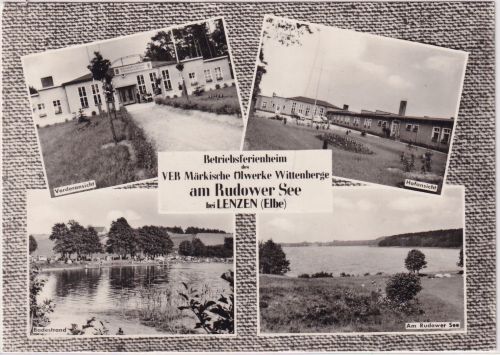 Mecklenburg-Vorpommern - Lenzen Betriebsferienheim sw-Mehrbild-AK 1966