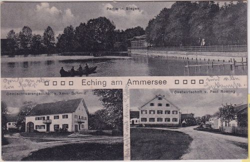 Bayern - Eching a. Ammersee Wirtschaft Geschäft etc. sw-Mehrbild-AK ca. 1910
